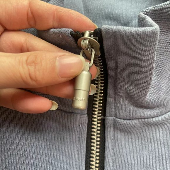 Rhude stand-collar half-zip embroidered logo matte blue sweatshirt - Picture 2 of 10